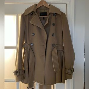 BCBG Wool and cashmere camel peplum coat size small